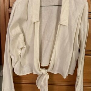Calia brand women’s xl tie shirt. Off white in color.